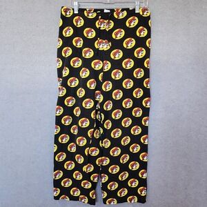 Buc-ee's Pajama Pants Mens M Black Mascot All Over Print Pockets Wash Wear